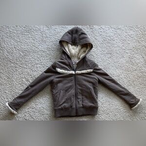 RARE VINTAGE Juicy Couture BROWN hooded sweat jacket 14 girls XS women Y2K era!!
